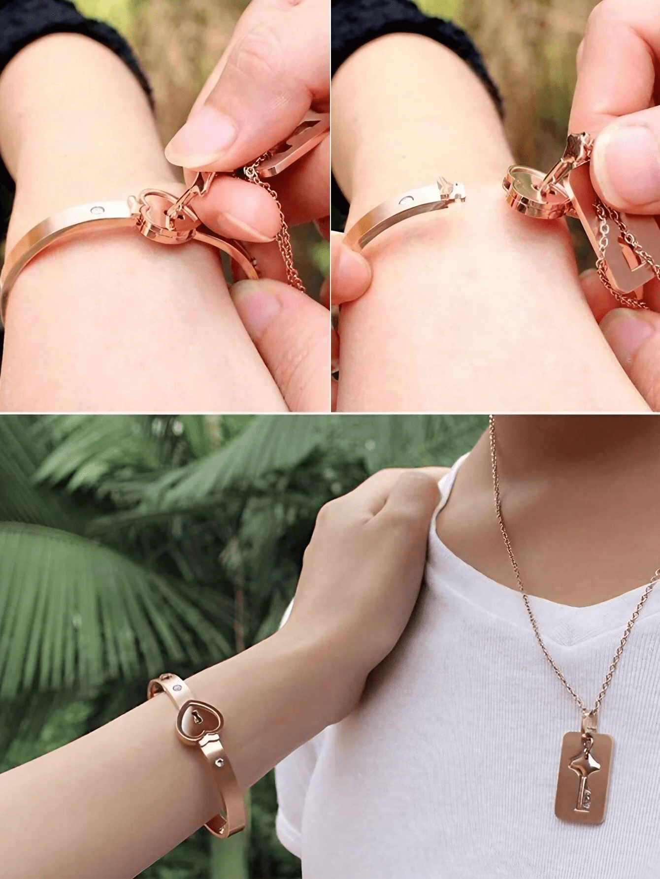 COLLAR LLAVE Y BRAZALETE CORAZÓN