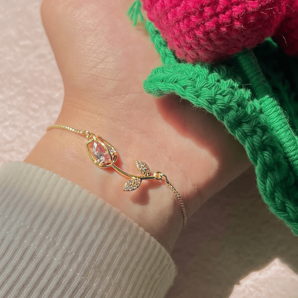 SET DE COLLAR Y PULSERA FLOR TULIPÁN