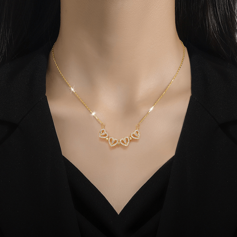 COLLAR TRÉBOL DE 4 CORAZONES 2 EN 1