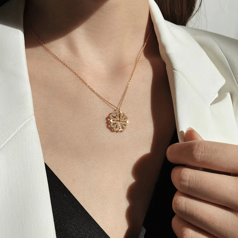 COLLAR TRÉBOL DE 4 CORAZONES 2 EN 1