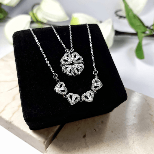 COLLAR TRÉBOL DE 4 CORAZONES 2 EN 1
